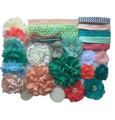 Mini Coral and Mint Baby Shower Headband Kit
