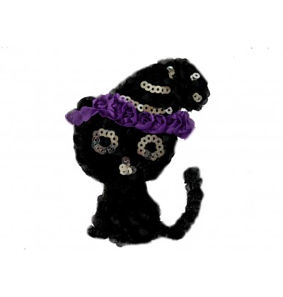 4.5" Halloween Kitty Shaped Shabby Flower