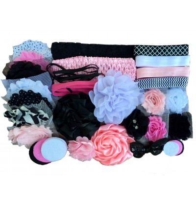 Mini Pink and Black Baby Shower Headband Kit