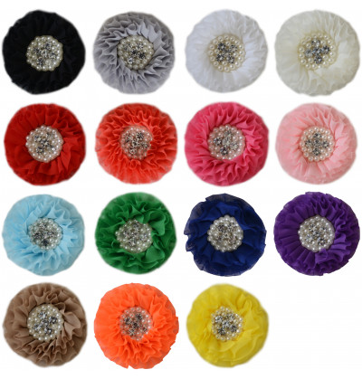 3" Chiffon Rhinestone Flower