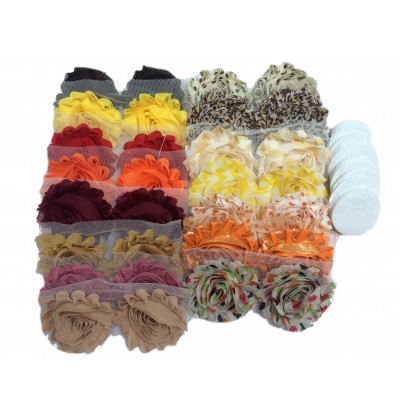 Fall Themed 2.5" Shabby Flower Grab Bag w/ Felts (30...