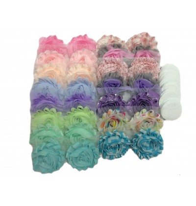 Pastel Themed 2.5" Shabby Flower Grab Bag w/ Felts (30...