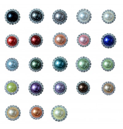 0.6" Pearl Rhinestone Buttons