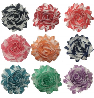 2.5" Striped Shabby Chiffon Flowers