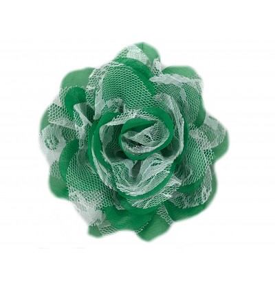 Green w/ White Lace 3.75" Lace Flower
