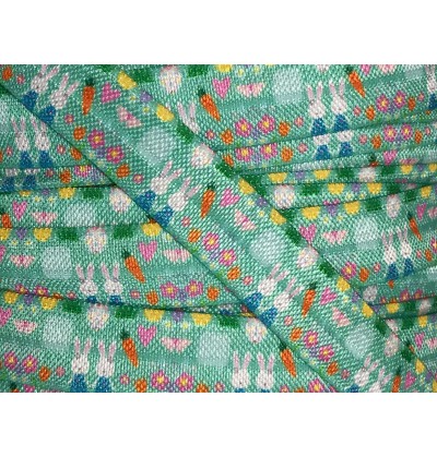 Pastel Green w/ Bunnies 5/8" Fold Over Elastic