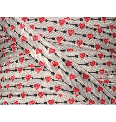 Hearts and Arrows 5/8" Fold Over Elastic