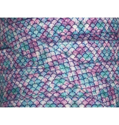 Purple Mermaid Scales 5/8" Fold Over Elastic