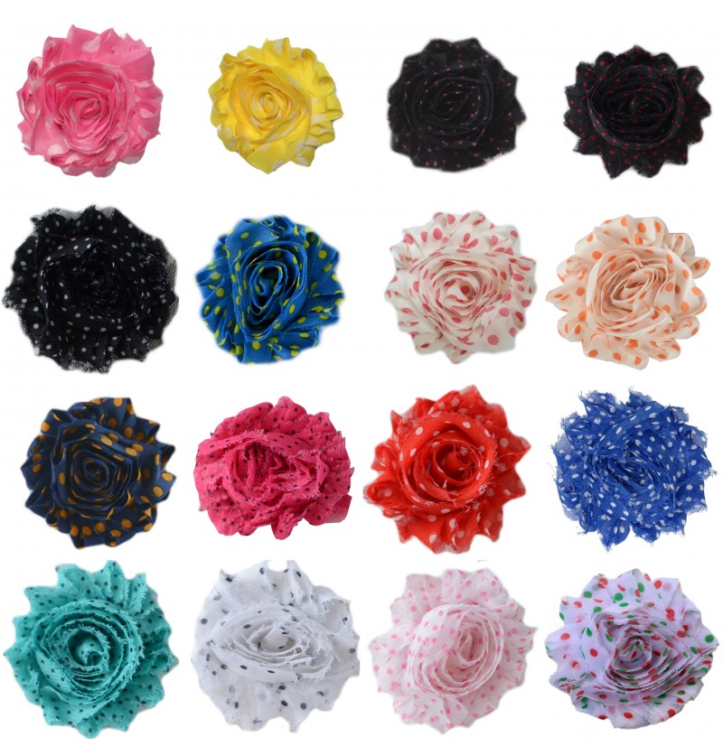 2.5" Polka Dot Shabby Flowers