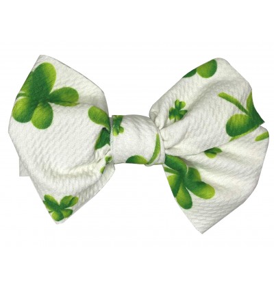 4.5" White with Shamrocks Messy Bow