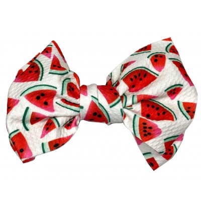 4.5" White with Watermelons Messy Bow