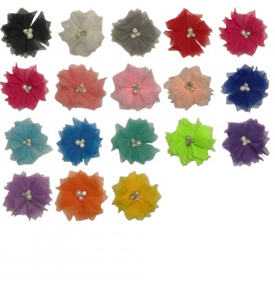 2.5" Pearl and Rhinestone Mesh Flower