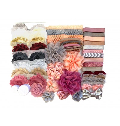 Mauve, Peach and Grey Baby Shower Headband Kit