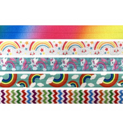 Rainbow Prints 5/8" Fold Over Elastic