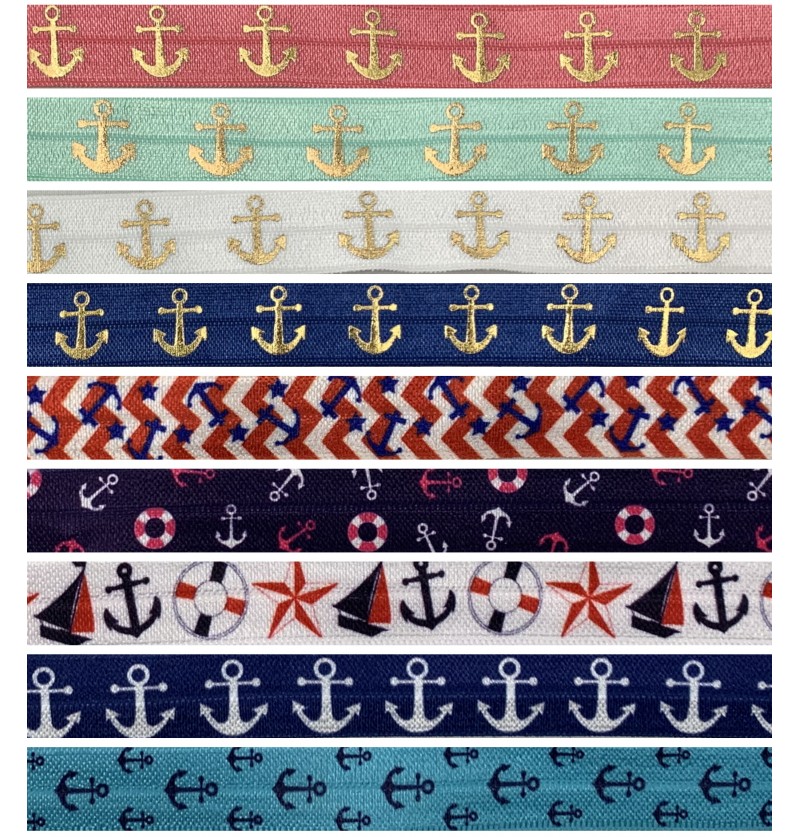 Anchor Print 5/8" Fold Over...