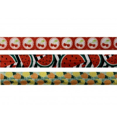 Fruit Print 5/8" Fold Over Elastic