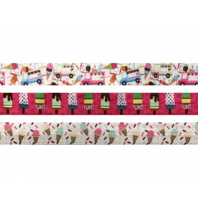 Ice Cream Print 5/8" Fold Over Elastic