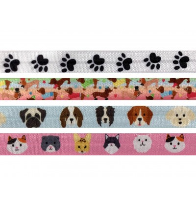 Cats and Dogs 5/8" Fold Over Elastic