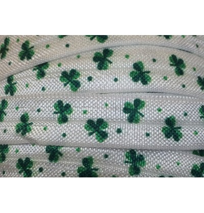 Shamrocks w/ Dots 5/8" Fold Over Elastic