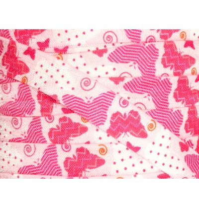 Pink Butterflies 5/8" Fold Over Elastic