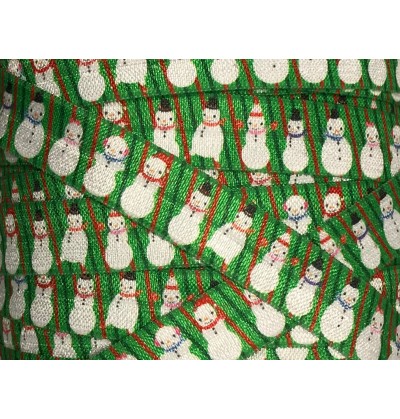 Green w/ Snowmen 5/8" Fold Over Elastic