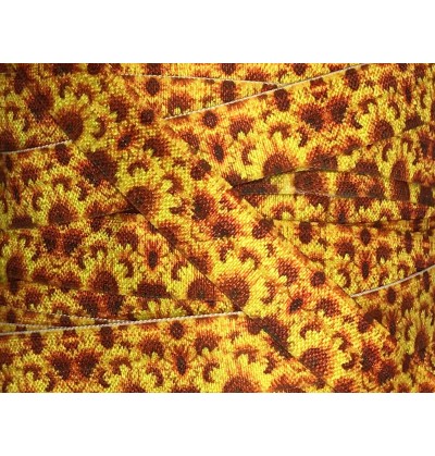 Yellow w/ Sunflowers 5/8" Fold Over Elastic